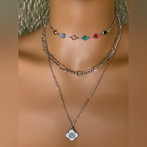 Stylish Silver Multi Stranded Statement Necklace